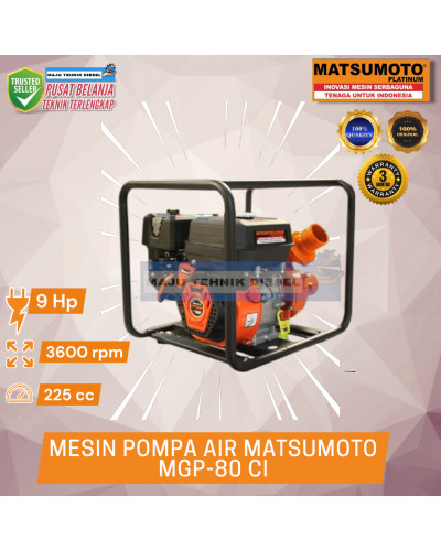 Pompa Air bensin Matsumoto 3inch MGP 80 CI high presure Cast Iron pump